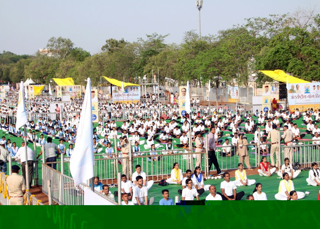 Participants at an International Yoga Day gathering