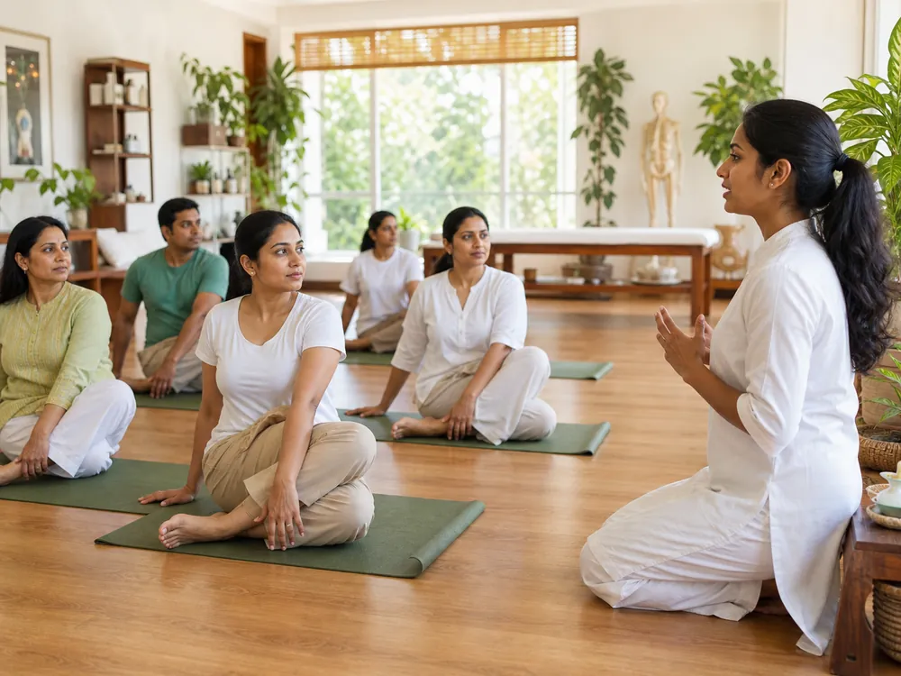BNYS yoga and naturopathy training session